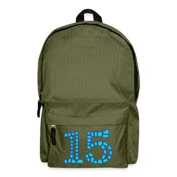 15. 15 ANS. 15e ANNIVERSAIRE. ANNIVERSAIRE 15 ANS. - Sac à dos - vert olive - Devant