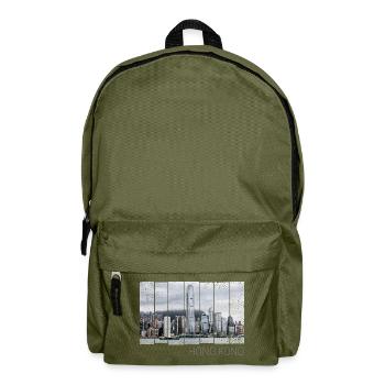 Souvenir panorama vintage de la Skyline de l’île de Hong Kong - Sac à dos - vert olive - Devant