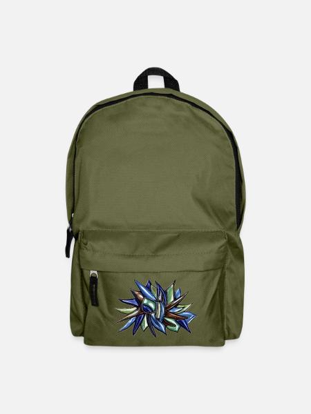 Blue-green fragment flower - Backpack - olive green
