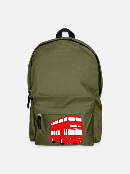 Doppeldecker Bus - Rucksack - Olivgrün