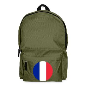 Autocollant rond drapeau de la France Aufkleber Frankreich - Sac à dos - vert olive - Devant