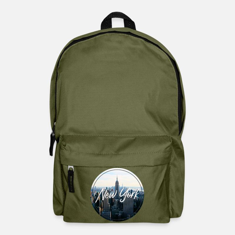 Lettrage de la Skyline de New York - Sac à dos - vert olive