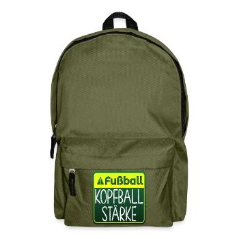 Fußball Sprüche - Kopfballstärke - Turnier - Rucksack - Olivgrün - Vorne