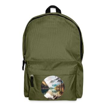 Alpensee Spiegelung Morgenglanz - Rucksack - Olivgrün - Vorne