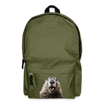 Murmeltier schaut in die Kamera - Lustig - Rucksack - Olivgrün - Vorne
