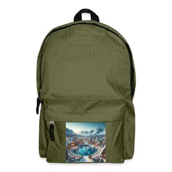Scandinavian Christmas Village - Backpack - olive green - Front