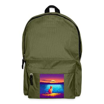 Katze geniesst den Sonnenuntergang - Rucksack - Olivgrün - Vorne
