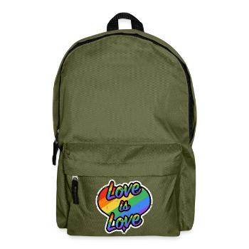 Regenbogenherz: Liebe ist Liebe - Rucksack - Olivgrün - Vorne