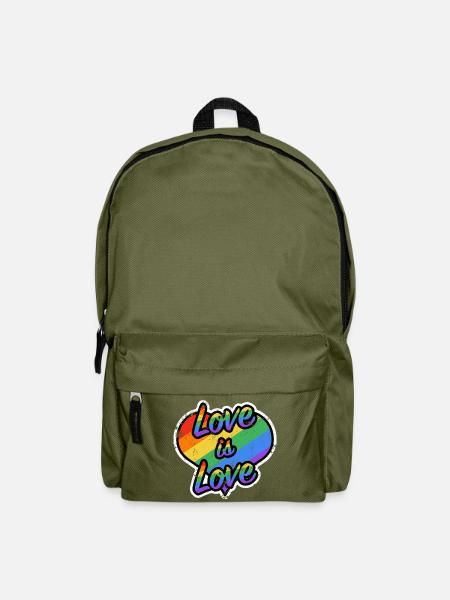 Regenbogenherz: Liebe ist Liebe - Rucksack - Olivgrün
