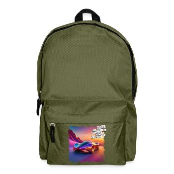 AFFICHE Dicton porte-bonheur | Voiture futuriste - Sac à dos - vert olive - Devant