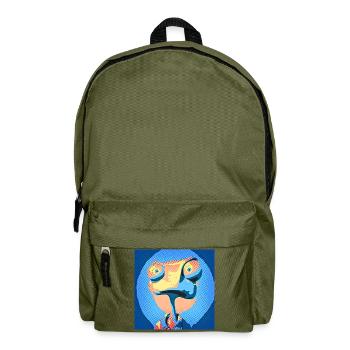 Pop Art Chamäleon in Neonfarben - Rucksack - Olivgrün - Vorne