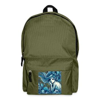 Sirène Sirène Cheveux Bleus Art Nouveau Cadeau - Sac à dos - vert olive - Devant
