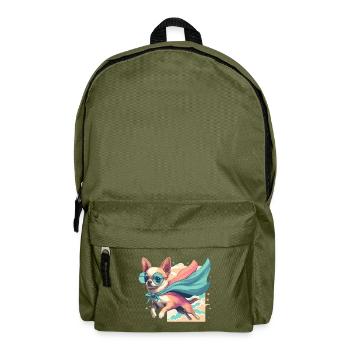 Super Dog Chihuahua Hero Cape Chi Chis Gift - Backpack - olive green - Front
