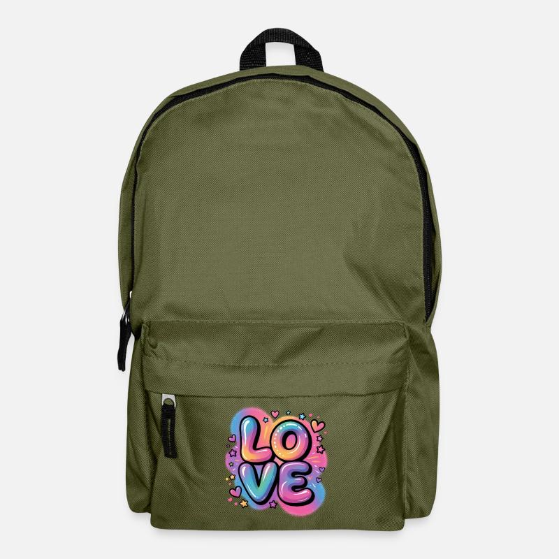 Love Wasserfarben Grafitti – Mädchen Geschenk - Rucksack - Olivgrün