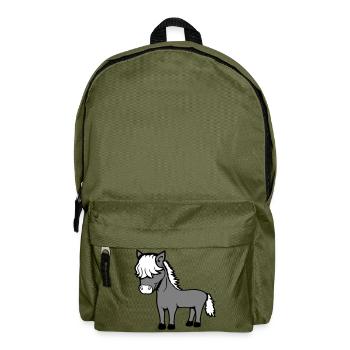 Pferd Bob Haare Frisur Pony Fohlen Niedlich Comic - Rucksack - Olivgrün - Vorne