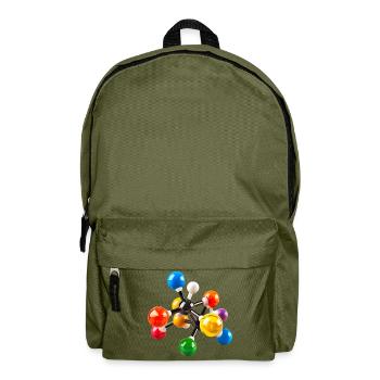 Colorful Molecular Structure Pattern - Backpack - olive green - Front