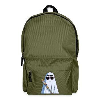 Sarcastic Ghost with Heart Shades & Bat - Backpack - olive green - Front