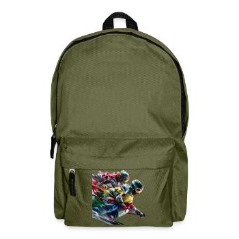 Colorful skiers on the slopes - Backpack - olive green - Front