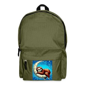 Sloth sleeps on the Moon - Backpack - olive green - Front