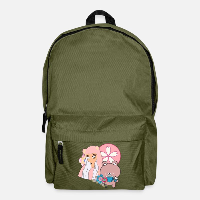 Kawaii Bär & Inklusive Teezeit - Rucksack - Olivgrün