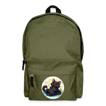Black cat in the sunshine - Backpack - olive green - Front