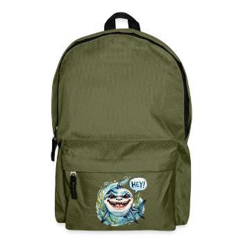 Frecher Hai sagt Hey im Aquarellstil - Rucksack - Olivgrün - Vorne