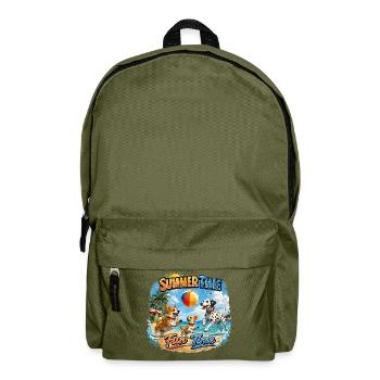  Sommerzeit Hunde spielen am Strand - Rucksack - Olivgrün - Vorne