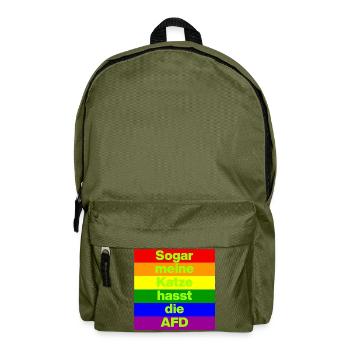 SOGAR MEINE KATZE HASST DIE AFD, NO AFD NO NZS  - Rucksack - Olivgrün - Vorne