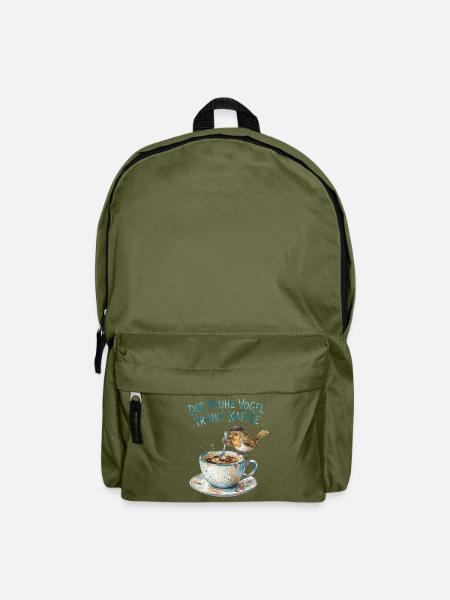 Der frühe Vogel trinkt Kaffee - Rucksack - Olivgrün