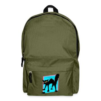 Verängstigte Schwarze Katzenmaus - Rucksack - Olivgrün - Vorne