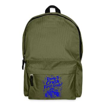 Ready To Crush First Class – lustiger Monstertruck - Rucksack - Olivgrün - Vorne