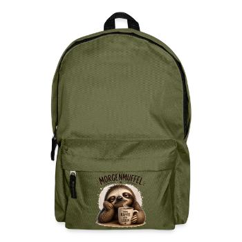 Morgenmuffel Sloth mit Kaffee - Rucksack - Olivgrün - Vorne