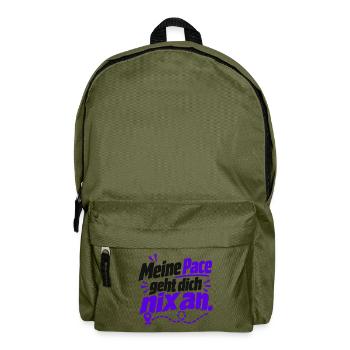 Meine Pace – frecher Laufspruch - Joggen - Laufen - Rucksack - Olivgrün - Vorne