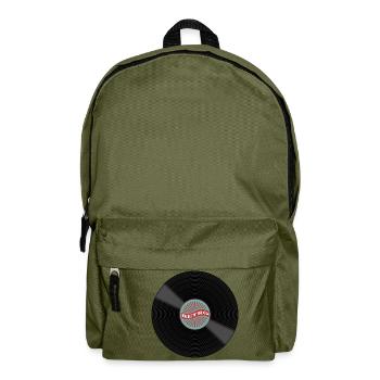 Retro Schallplatte Geschenkidee Musiker DJ Vinyl - Rucksack - Olivgrün - Vorne