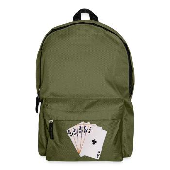Poker, Royal Flush Kreuz. Geschenkidee - Rucksack - Olivgrün - Vorne