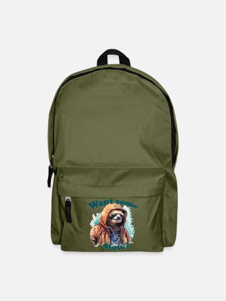 Faultier Bunte Wasserfarben Text - Rucksack - Olivgrün