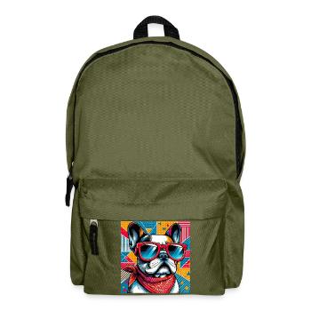 French Bulldog Dog - Backpack - olive green - Front