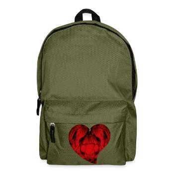 Fraktal - Rotes Herz - Rucksack - Olivgrün - Vorne