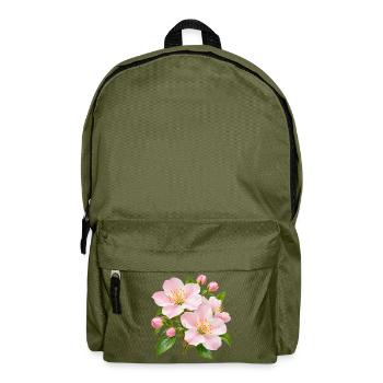Rosa Apfelblüten-Blüten-Floral - Rucksack - Olivgrün - Vorne