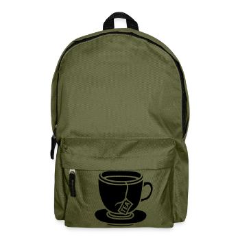 schwarz teebeutel glas tasse tee kanne kaffee trin - Rucksack - Olivgrün - Vorne