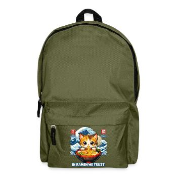 In Ramen We Trust Cat - Backpack - olive green - Front