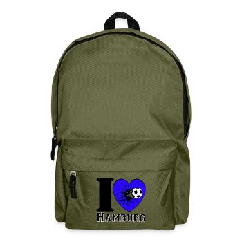 Hamburg , Tradition , Fußball Herz ,Hamburg (25) - Rucksack - Olivgrün - Vorne
