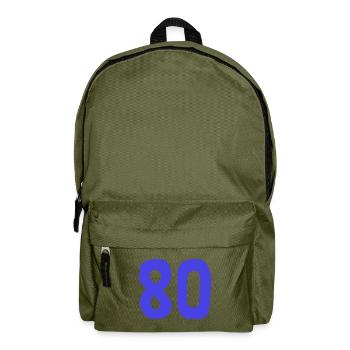 80. 80 YEARS. 80th ANNIVERSARY. 80TH BIRTHDAY. - Backpack - olive green - Front