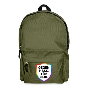 Against Hate for Love Shield - Backpack - olive green - Front