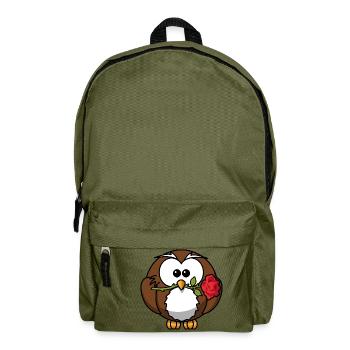 kleiner Uhu mit Rose - Rucksack - Olivgrün - Vorne