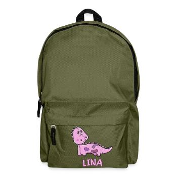 Dinosaurier lustig Kind Lina Geschenk Geburtstag K - Rucksack - Olivgrün - Vorne