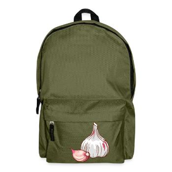 Knoblauch Knoblauchzehe Zehe Gewürze - Rucksack - Olivgrün - Vorne