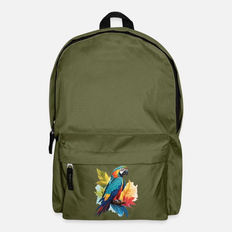 Colorful Parrot - Backpack - olive green