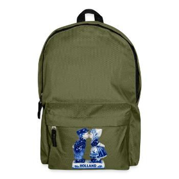 Delft Blue Kissing Couple - Backpack - olive green - Front