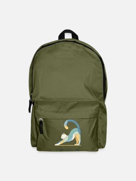 Stretch. Relax. Purr. – Katze - Rucksack - Olivgrün